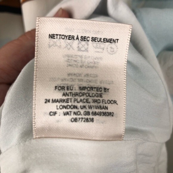 Anthropologie Postmark Pamela Silk Floral Dress Babydoll Blue Brown 4 Petite - Picture 10 of 10